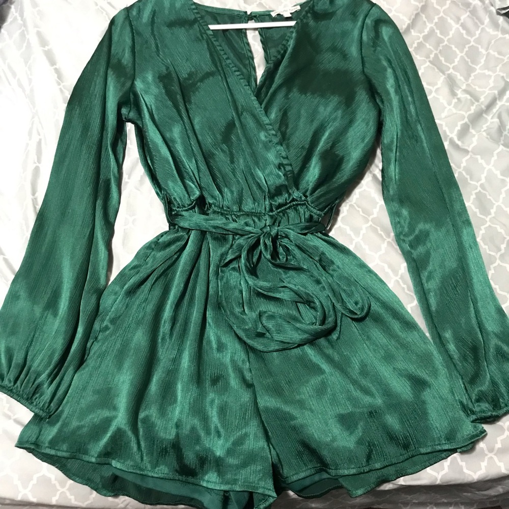 Green silk romper from Charlotte Russe.